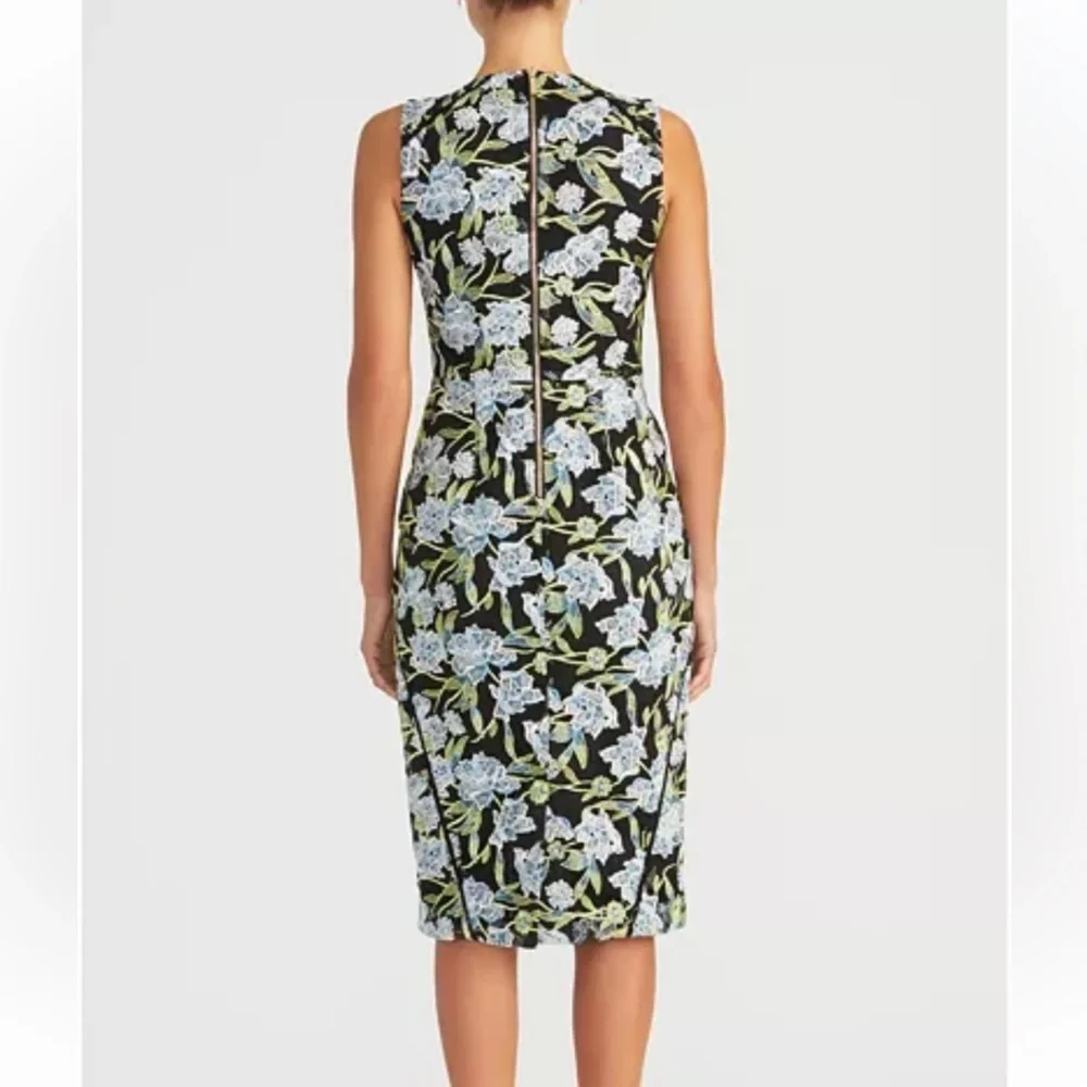 Rachel Rachel Roy Blue Floral Embroidered Sheath Dress Mesh Overlay Size 2 - Picture 2 of 13